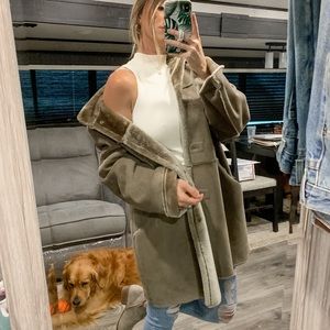 Jones New York suede w/ faux fur coat size medium